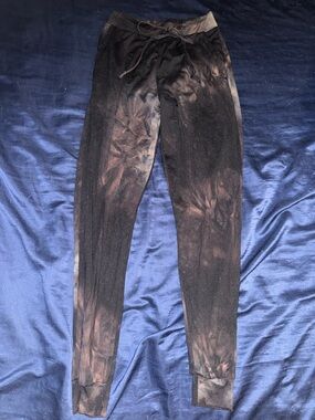 Fashion Nova Black Joggers with Brown Tie-Dye Wash